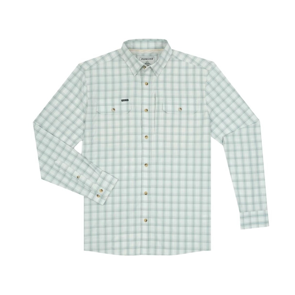 Poncho The 12 Weight Fishing Shirt Mint Green Plaid Large Regular New With Tags
